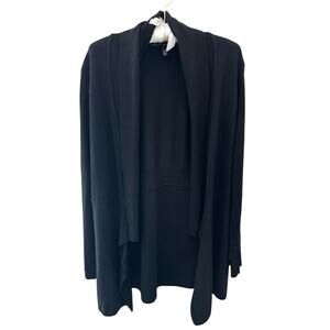 WHITE HOUSE BLACK MARKET | Black Open Front Draped Longline Cardigan | Small